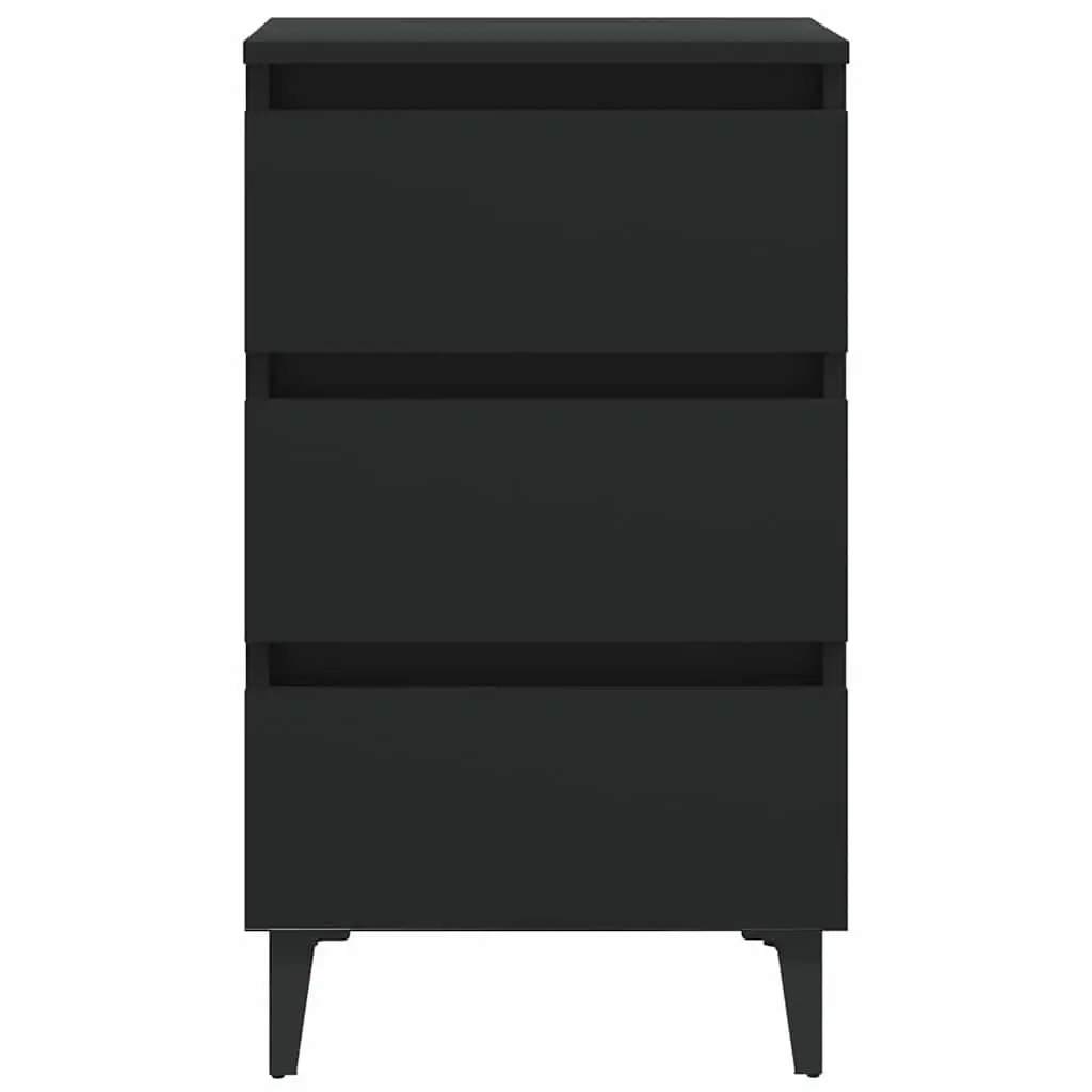 Bedside Cabinet Storage Nightstand 40x35x69cm Black