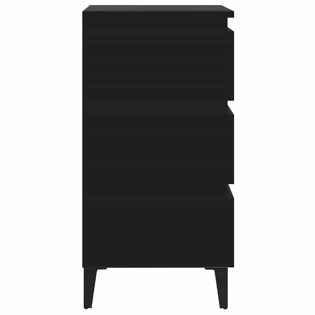 Bedside Cabinet Storage Nightstand 40x35x69cm Black