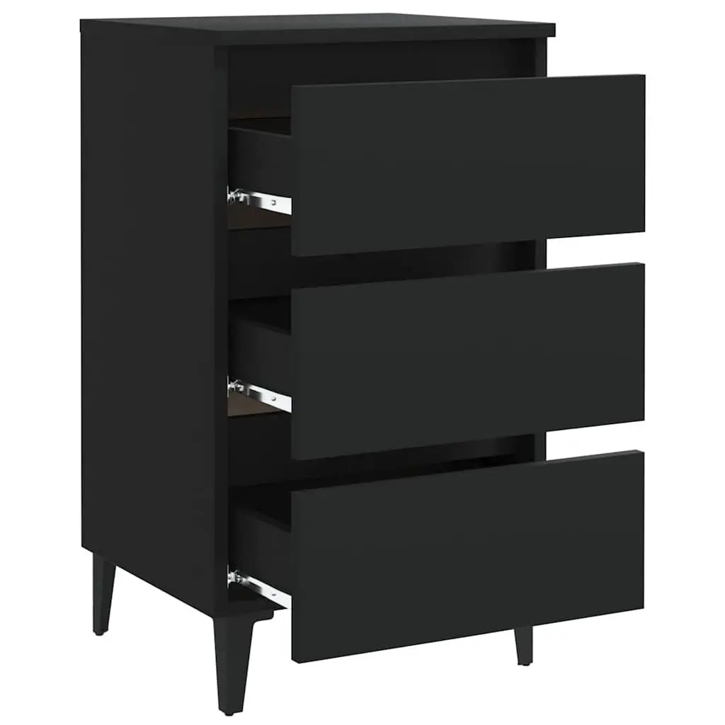Bedside Cabinet Storage Nightstand 40x35x69cm Black