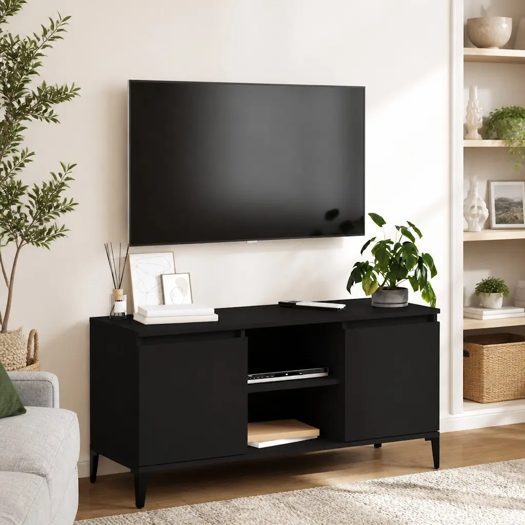 Black TV Cabinet with Metal Legs