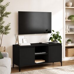 Practical Black TV Cabinet with Metal Legs