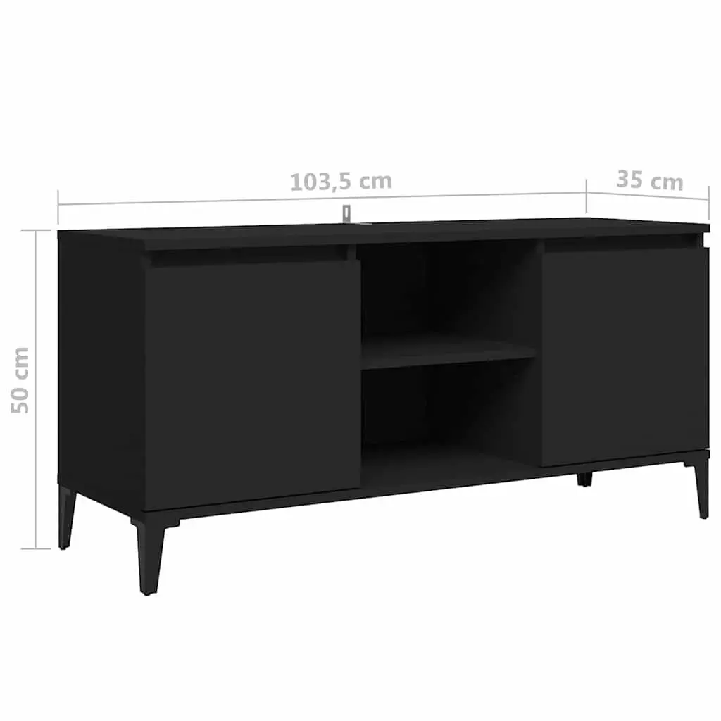 Black TV Cabinet with Metal Legs