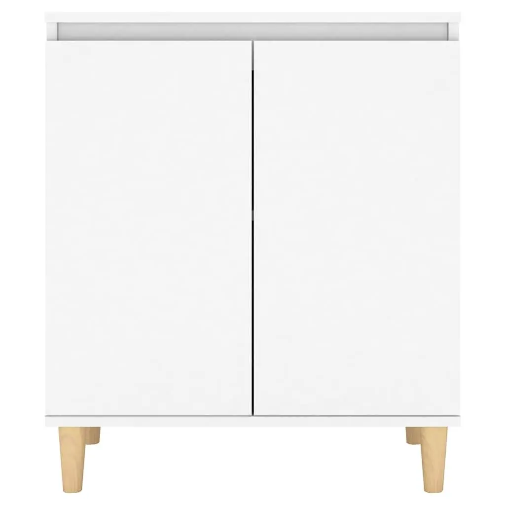 Sideboard White Storage Cabinet with Wood Legs 60x35x70cm Engineered Wood Buffet