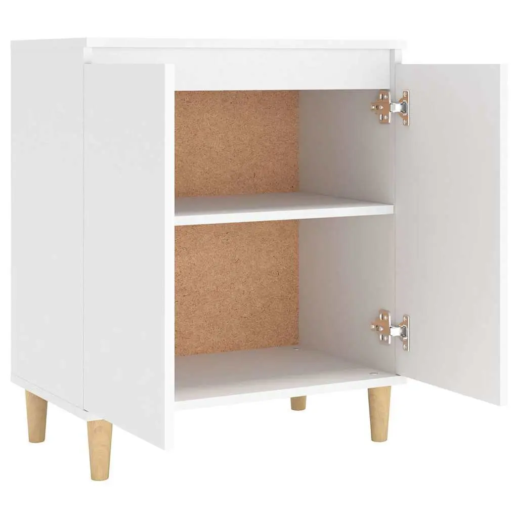 Sideboard White Storage Cabinet with Wood Legs 60x35x70cm Engineered Wood Buffet