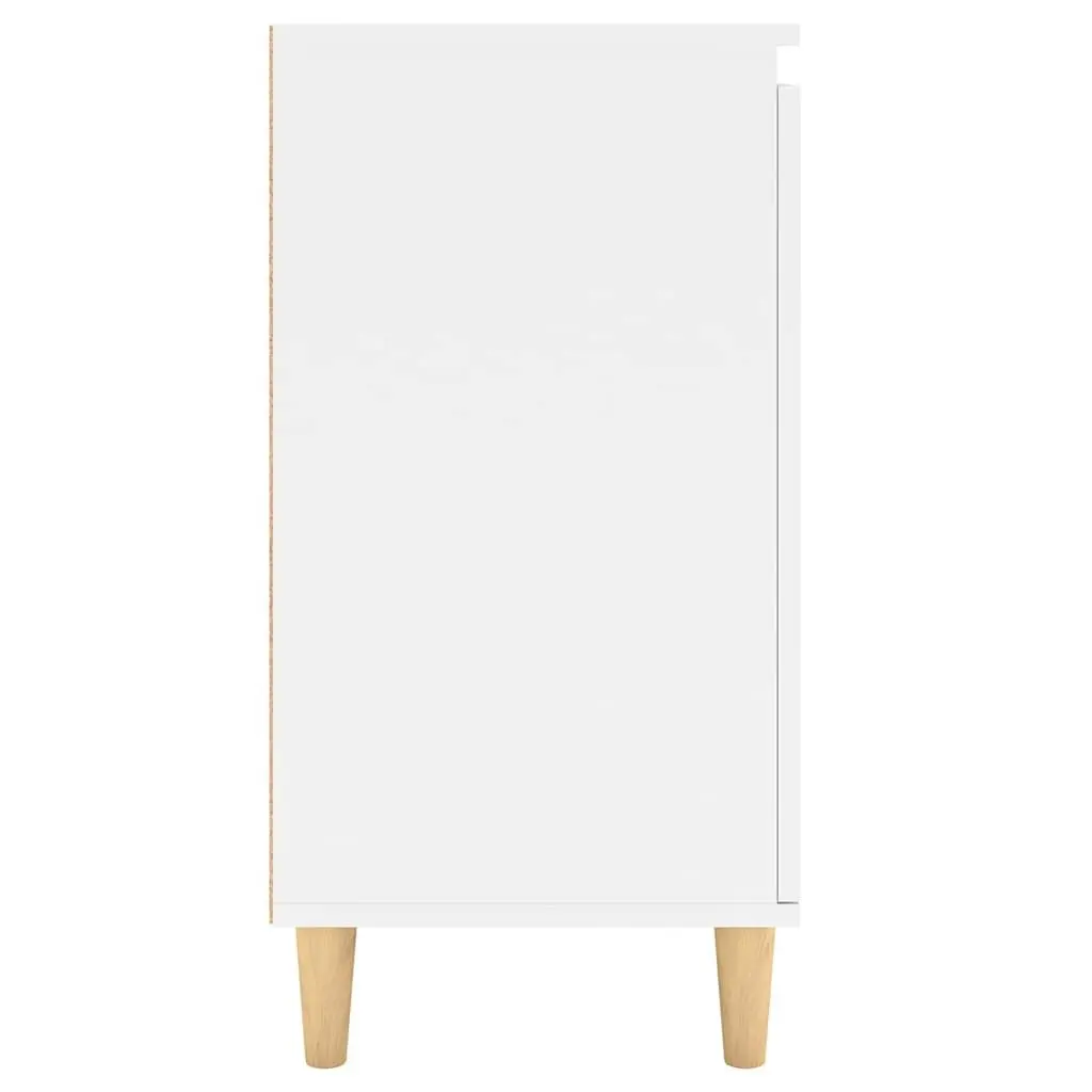 Sideboard White Storage Cabinet with Wood Legs 60x35x70cm Engineered Wood Buffet