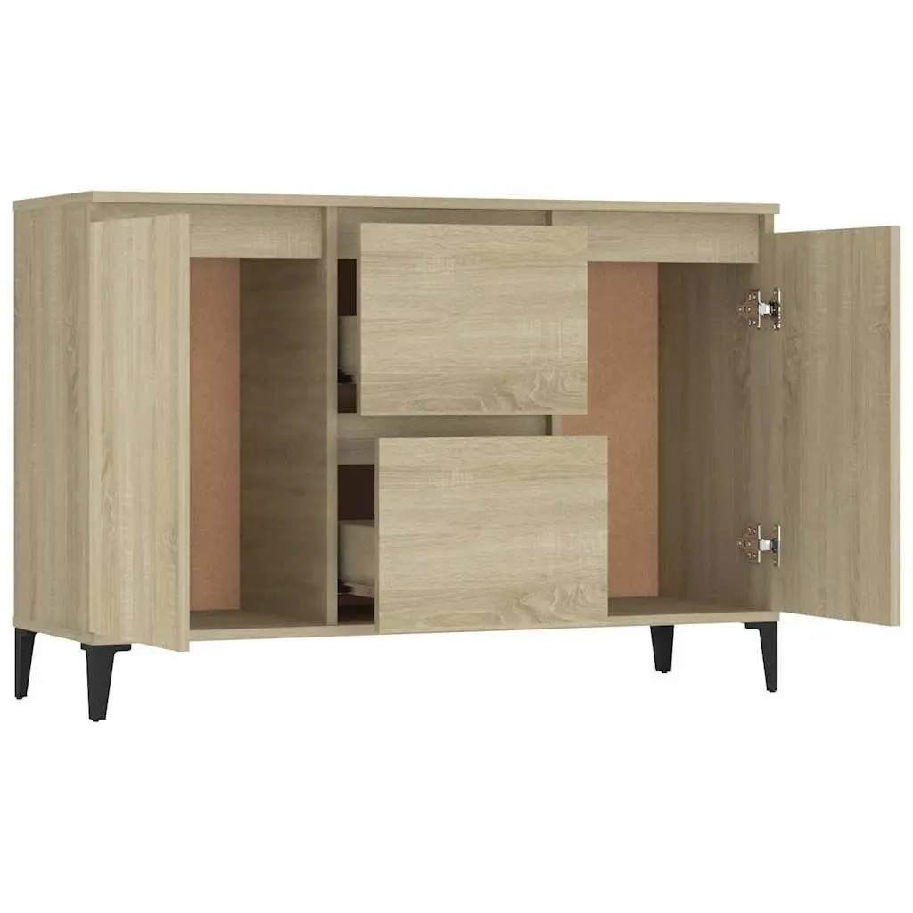 Sideboard with Drawers and Doors Brown Storage Cabinet Living Room Furniture