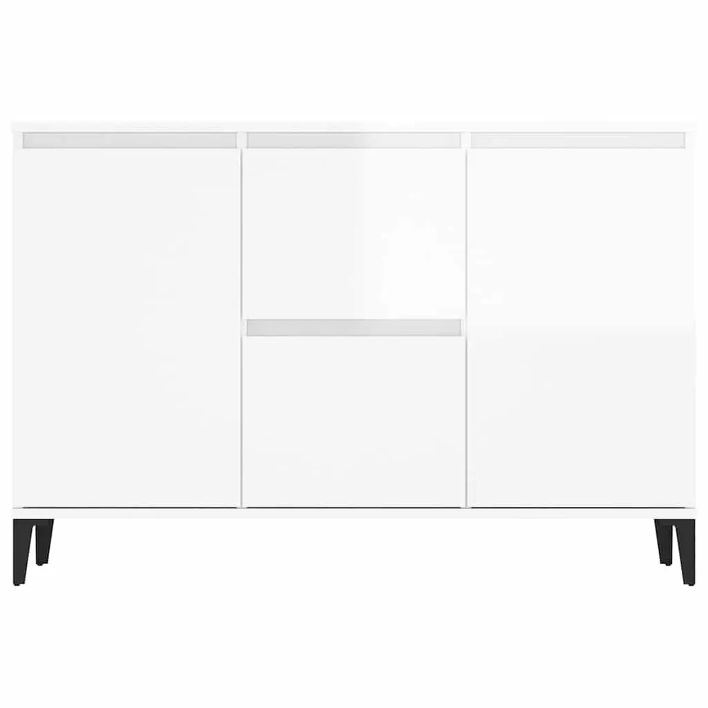 Sideboard High Gloss White Storage Cabinet with Drawers Doors Industrial Design