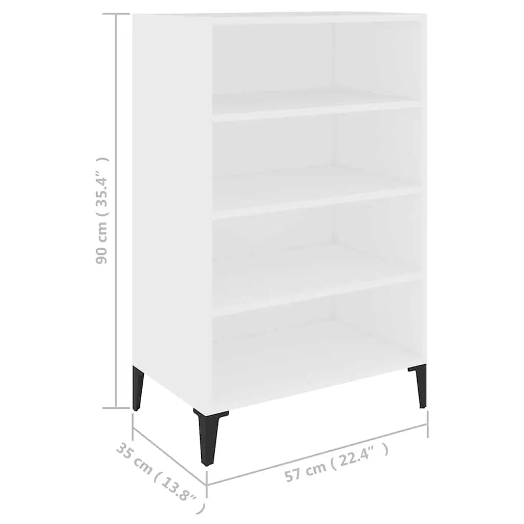 White Sideboard with 4 Ample Shelves