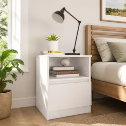 White Bedside Table: Easy Storage and Clean Design