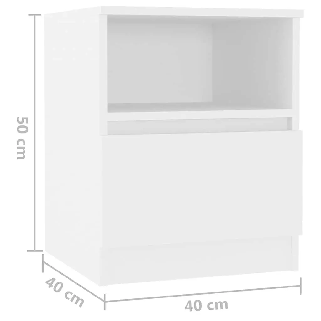 Bedside Table White Nightstand Cabinet Drawer Shelf Storage Organizer 40x40x50cm