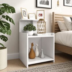 Bedside Tables 2 pcs White 40x35x60 cm Open Shelves Storage Nightstands