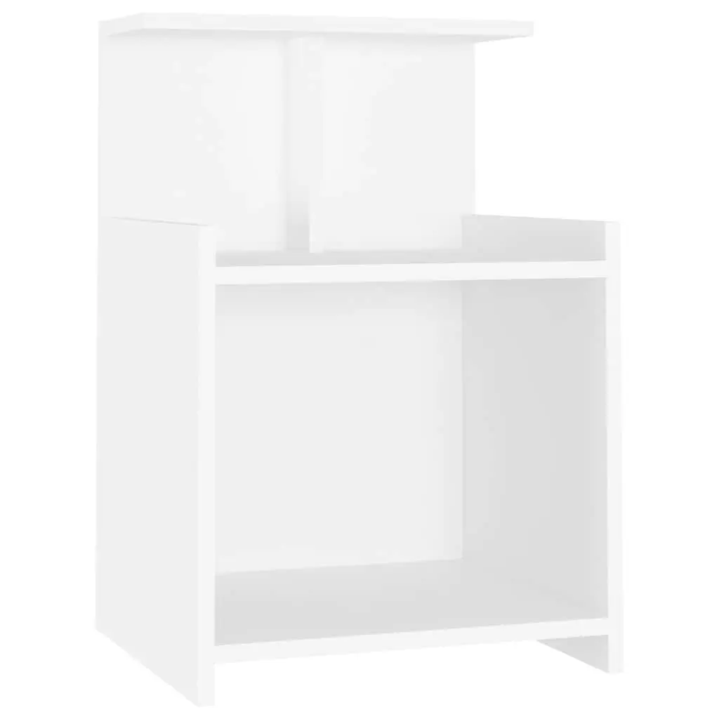 Bedside Tables Nightstands 2 pcs White with 3 Open Shelves