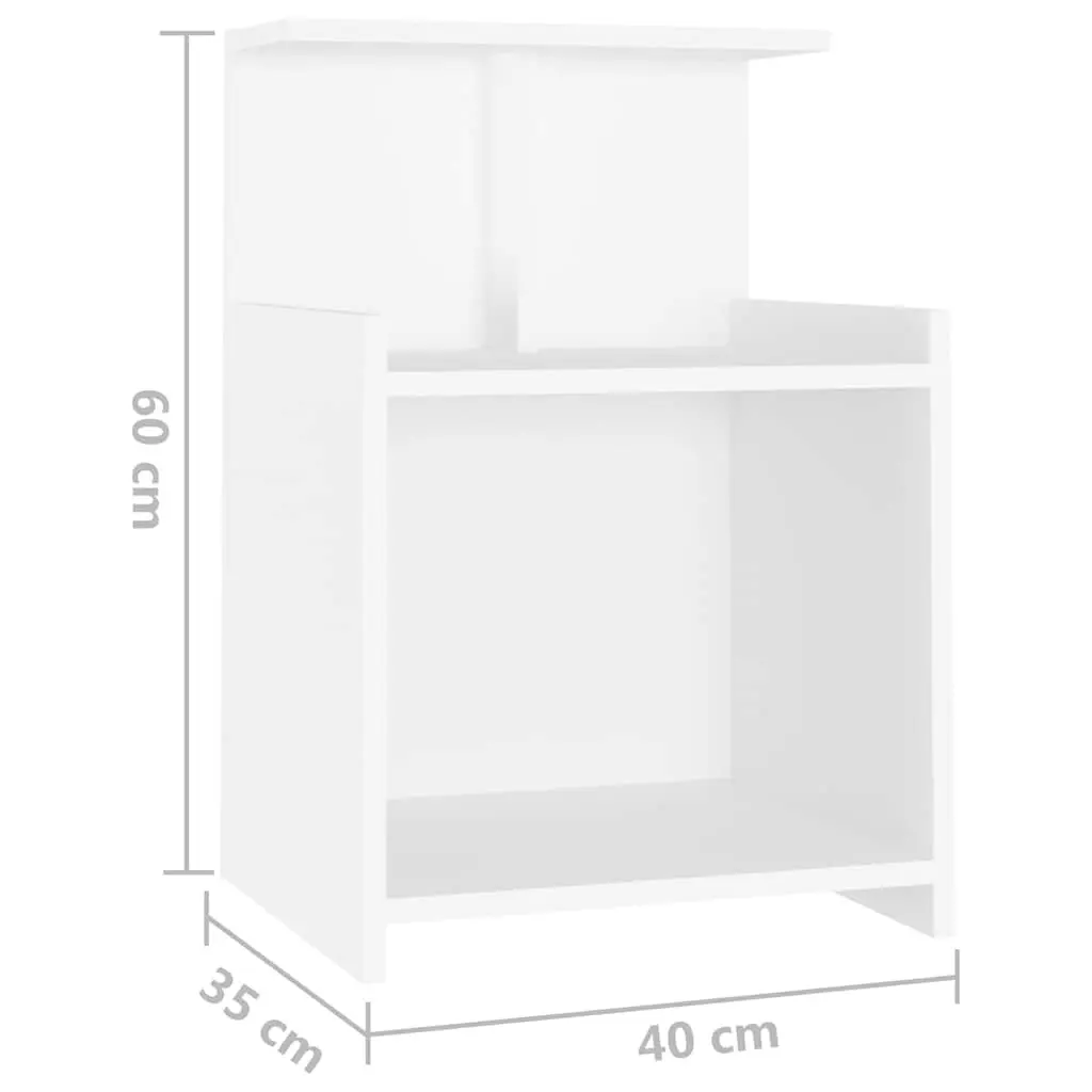 Bedside Tables Nightstands 2 pcs White with 3 Open Shelves