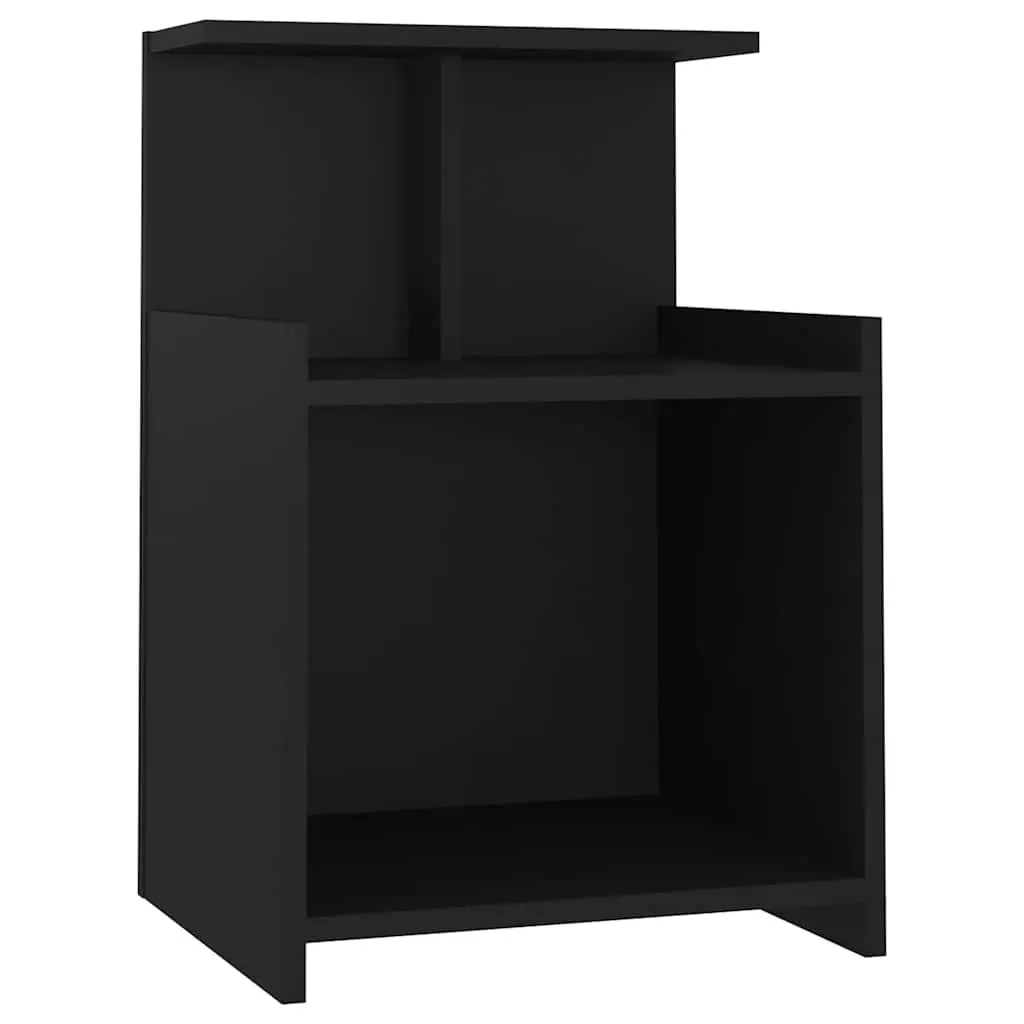 Bedside Tables 2 pcs Black Nightstand Open Shelves Storage Side Cabinet