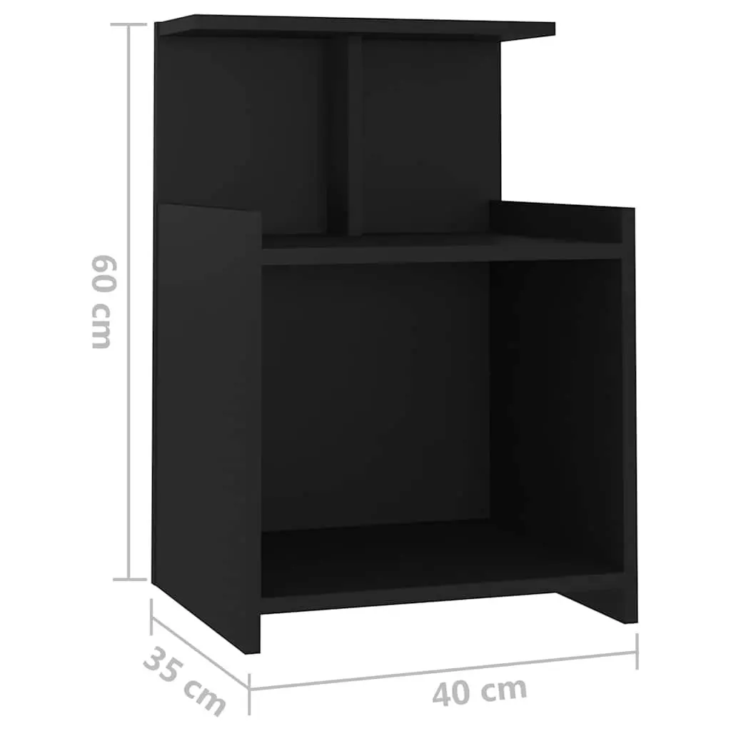 Bedside Tables 2 pcs Black Nightstand Open Shelves Storage Side Cabinet