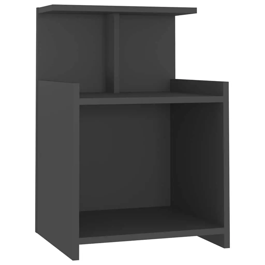 Bedside Tables Storage Cabinet 2 pcs Grey Nightstands Open Shelves Bedroom