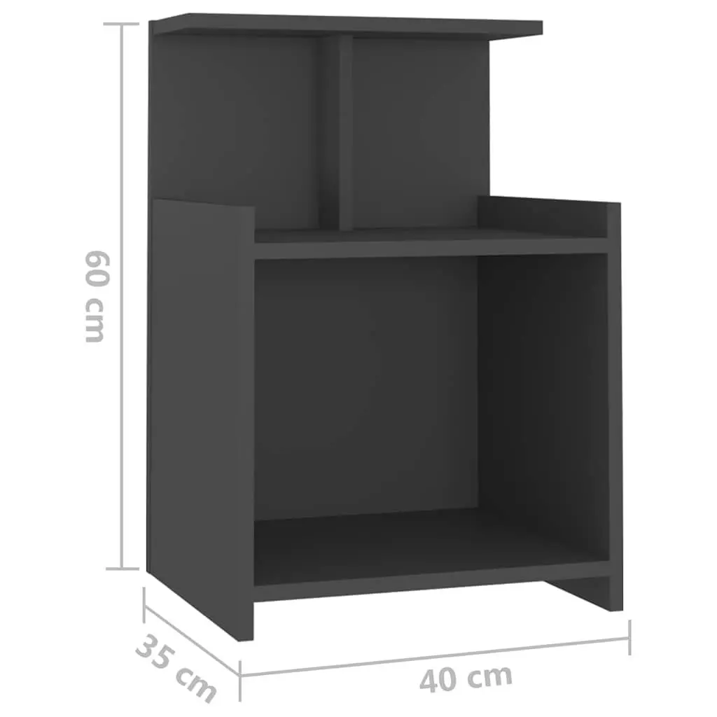 Bedside Tables Storage Cabinet 2 pcs Grey Nightstands Open Shelves Bedroom