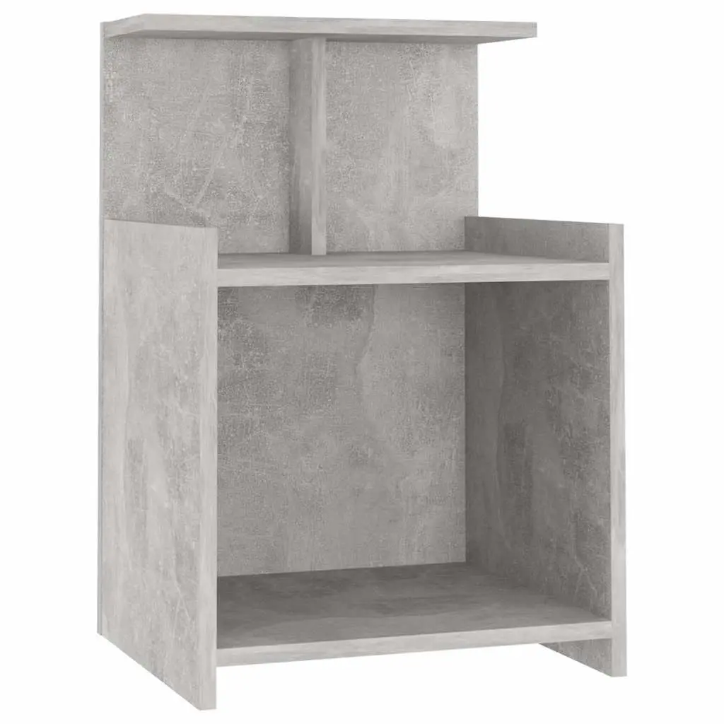 Grey Bedside Table with Open Shelves