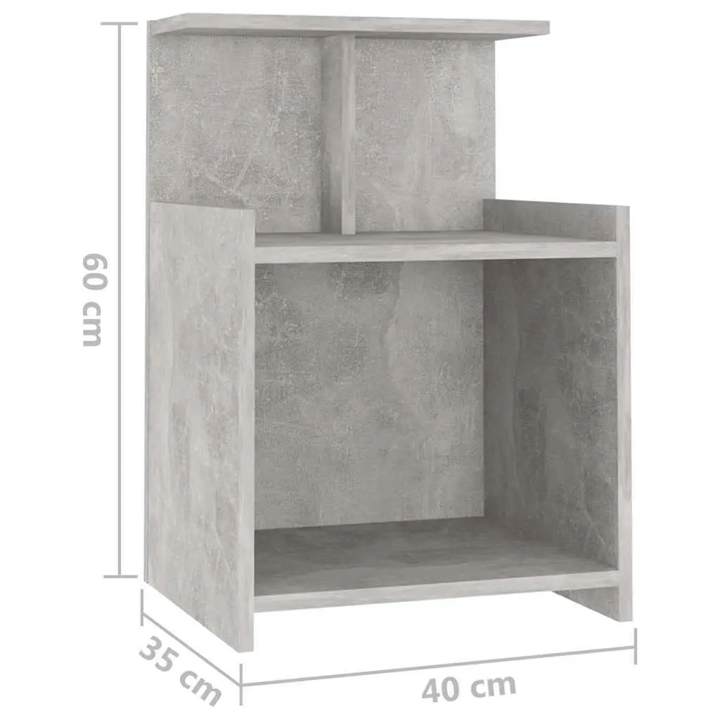 Grey Bedside Table with Open Shelves