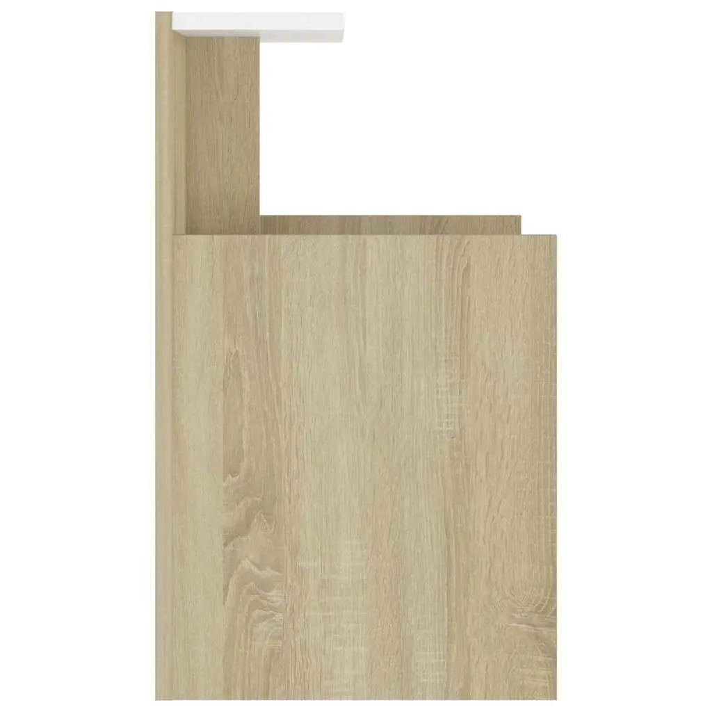 Bedside Table Storage 3 Open Shelves White Sonoma Oak