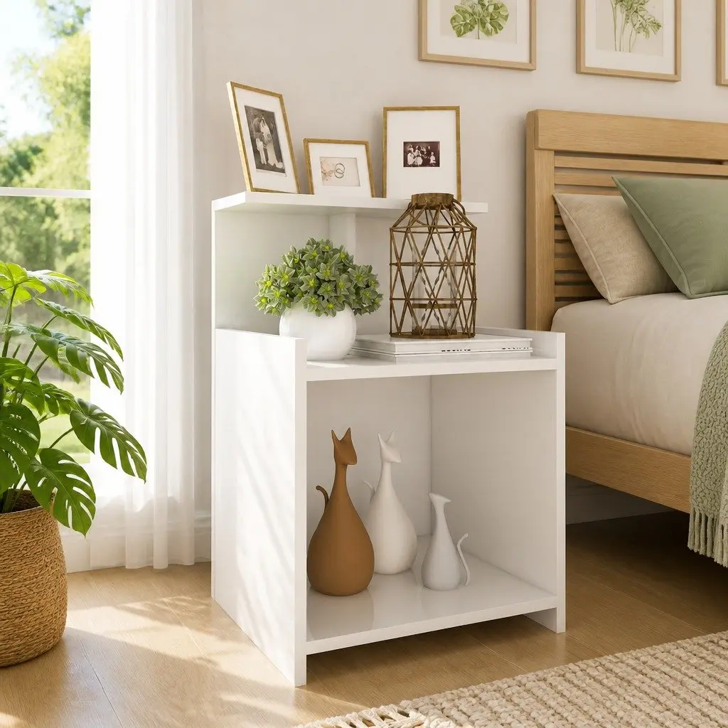 Bedside Tables High Gloss White 40x35x60cm Nightstands