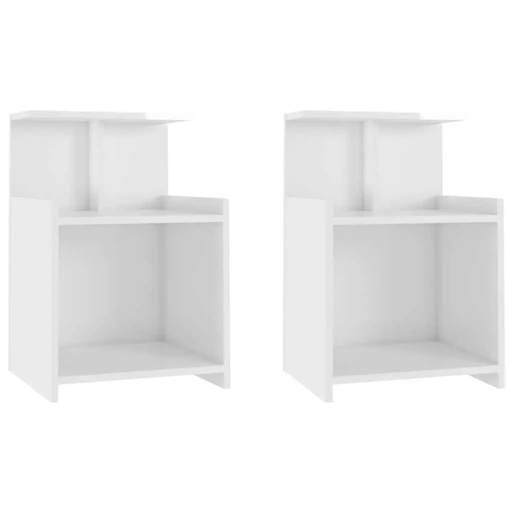 Bedside Tables High Gloss White 40x35x60cm Nightstands