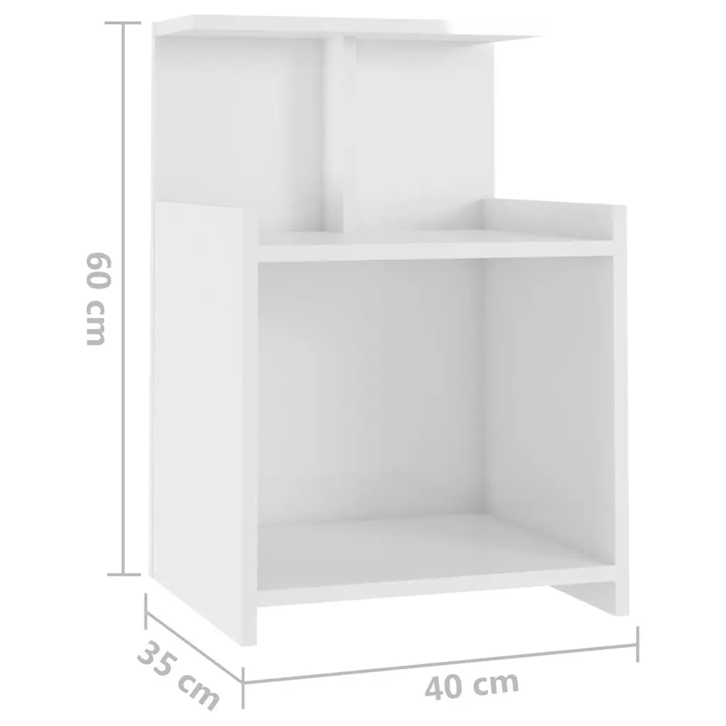 Bedside Tables High Gloss White 40x35x60cm Nightstands