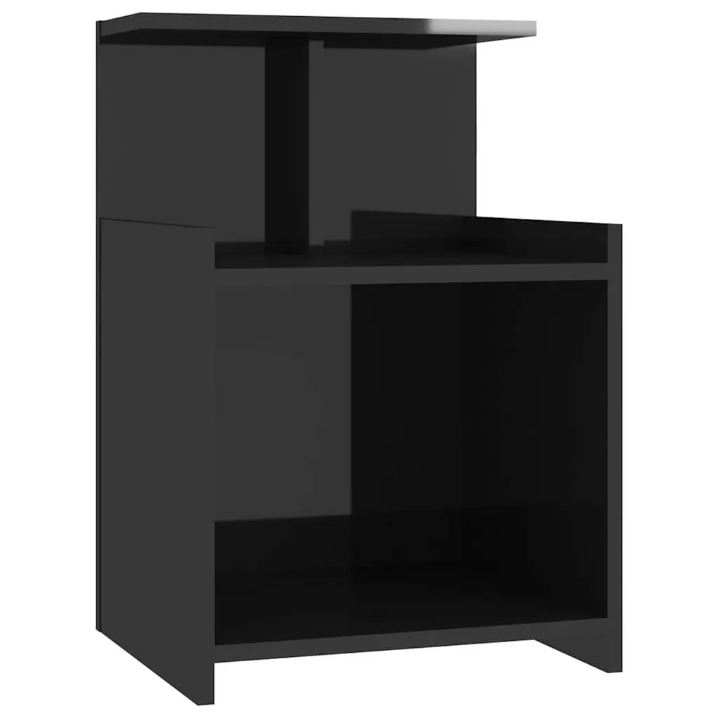 Bedside Tables Nightstand Set 2pcs High Gloss Black 40x35x60cm