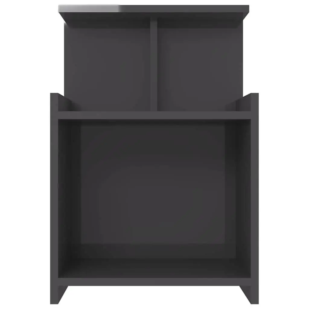 Bedside Table Nightstand Grey 3 Open Shelves