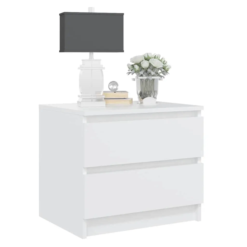 Bedside Table White 50x39x43.5 cm Storage Cabinet with Drawers Nightstand