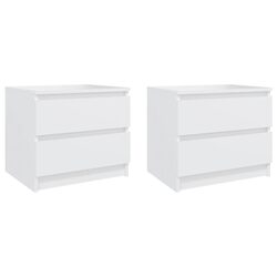 White Nightstands with Drawers - 2 pcs for Practical Use