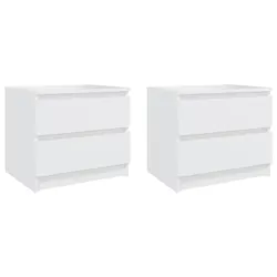 White Nightstands with Drawers - 2 pcs for Practical Use