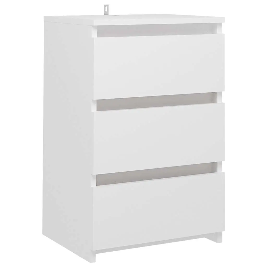 White Bedside Table with Ample Storage
