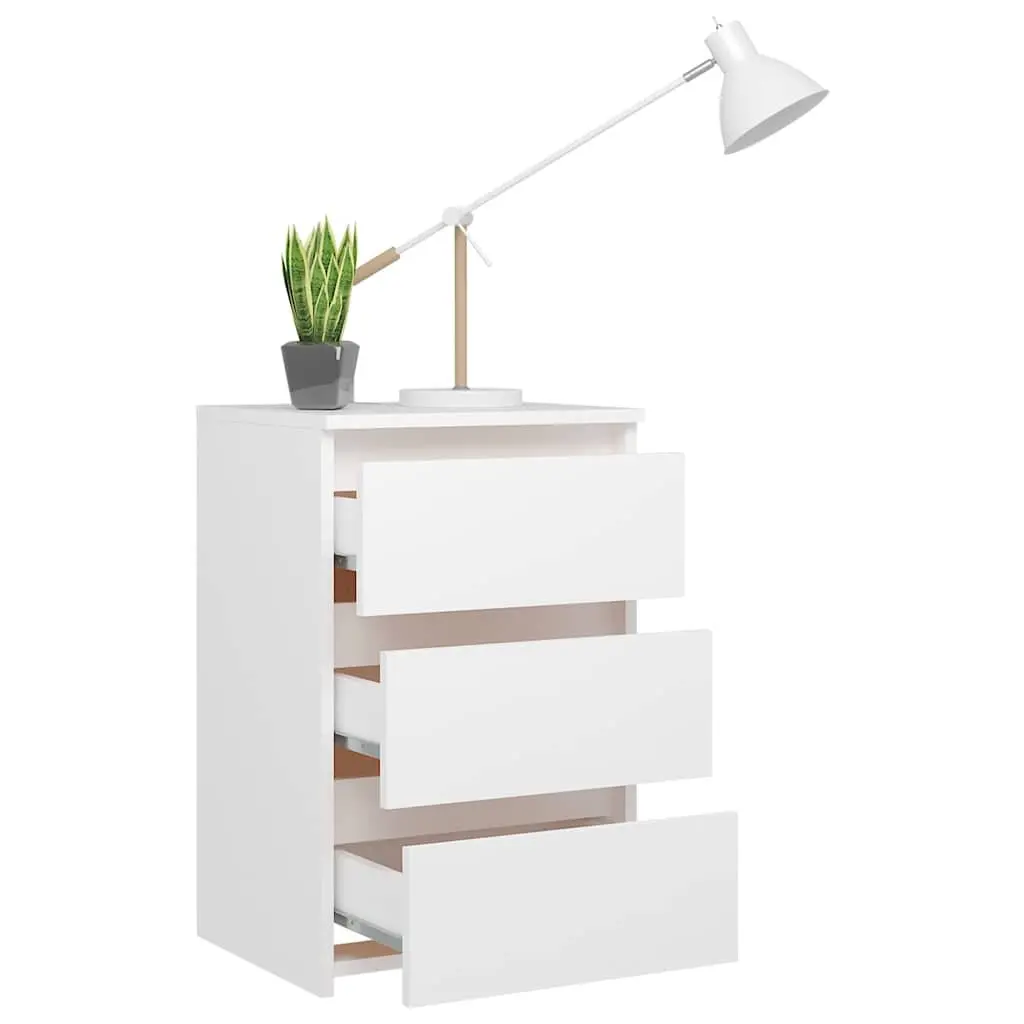 White Bedside Table with Ample Storage