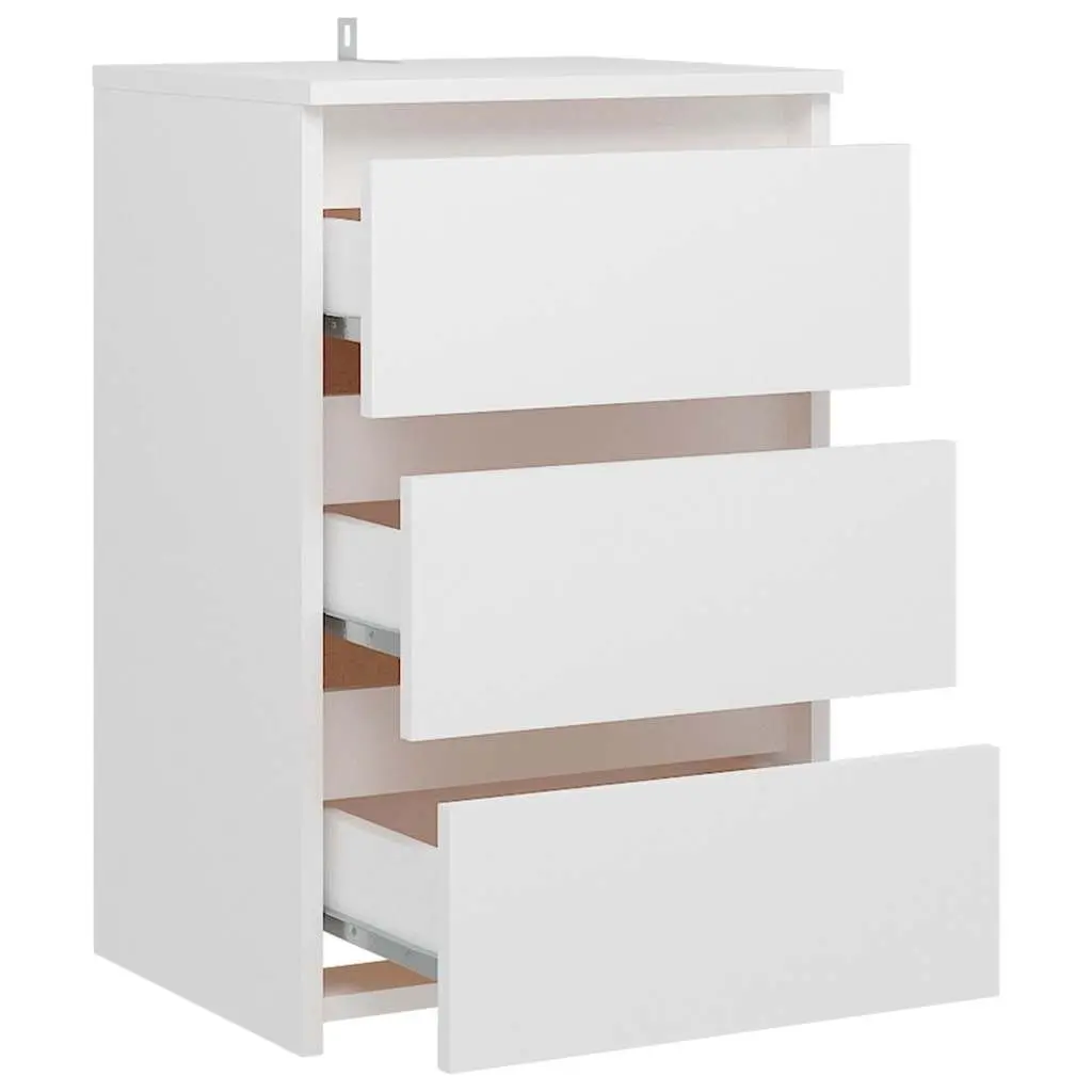 White Bedside Table with Ample Storage