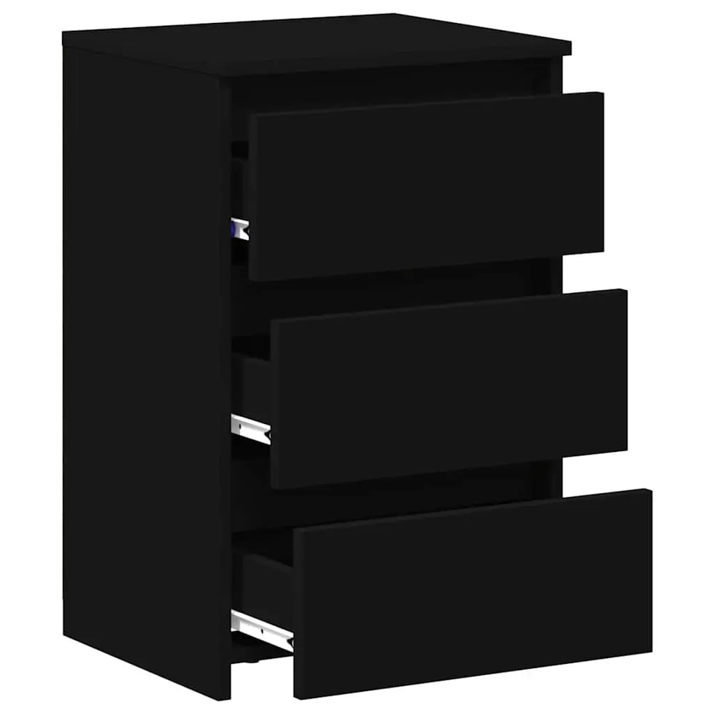 Bedside Tables Nightstands Storage 2 Piece Black