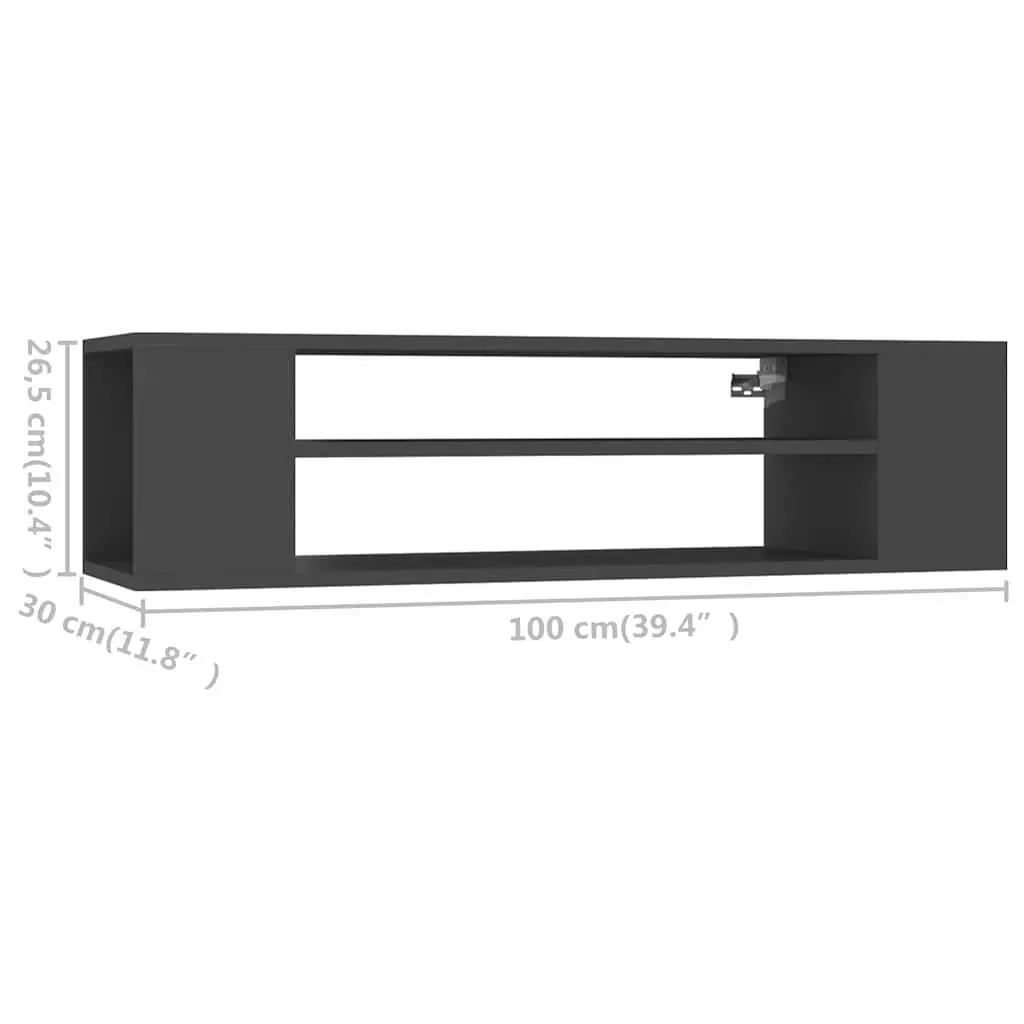 Hanging TV Cabinet Wall-Mounted Storage Unit Grey 100 x 30 x 26.5 cm