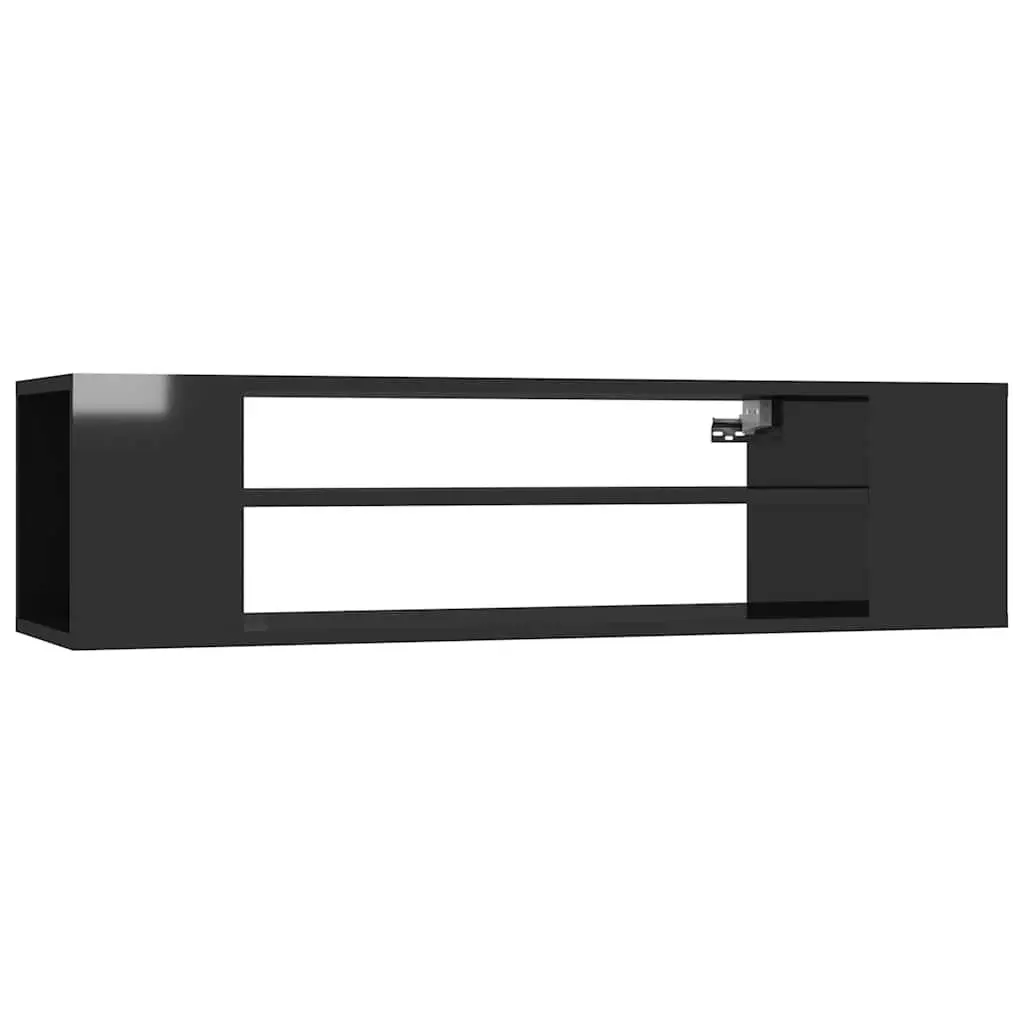 Hanging TV Cabinet Wall-Mounted Storage Unit High Gloss Black 100 x 30 x 26.5 cm