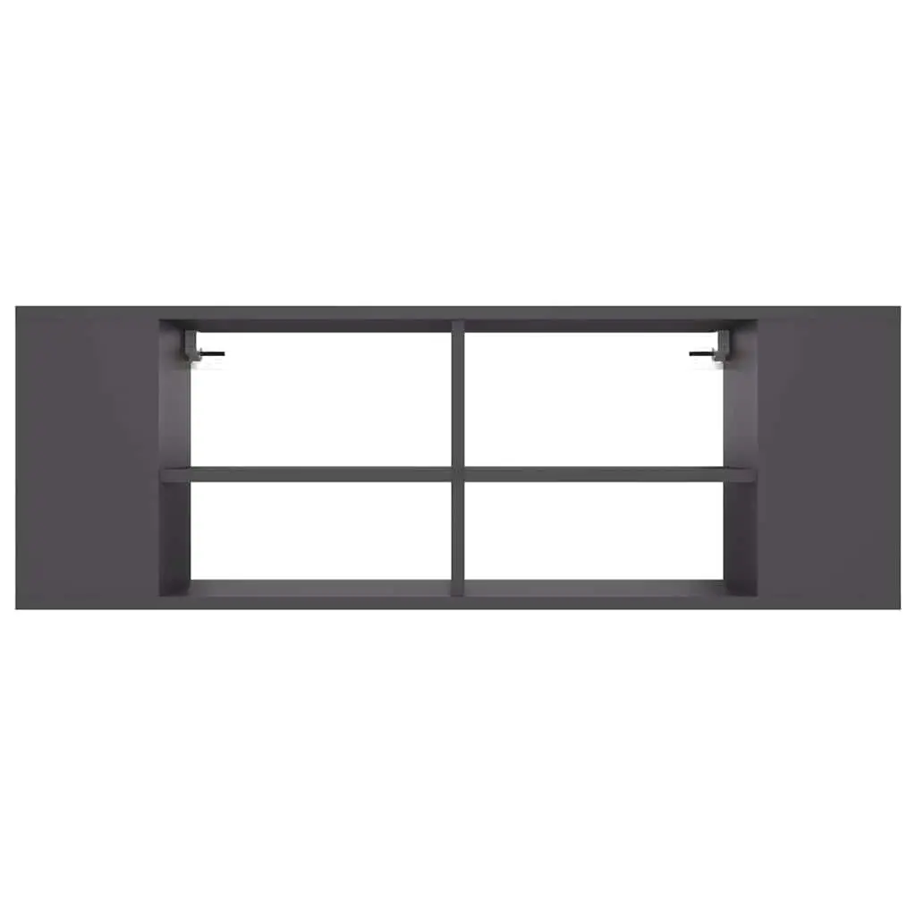 Wall-Mounted TV Cabinet Grey Storage Unit Adjustable Shelves Home Entertainment Furniture 102 x 35 x 35 cm