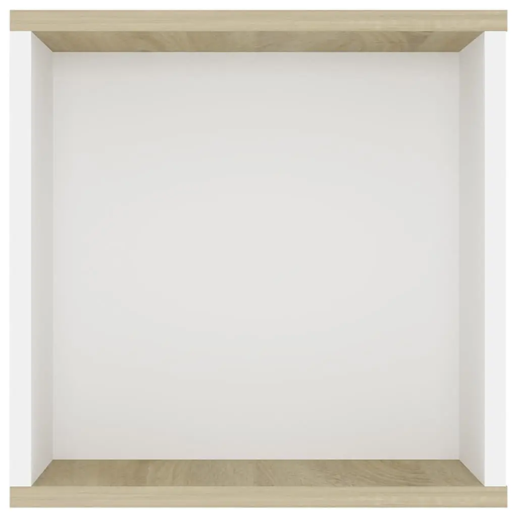 Wall-Mounted TV Cabinet White Sonoma Oak Storage Shelves Living Room Media Unit