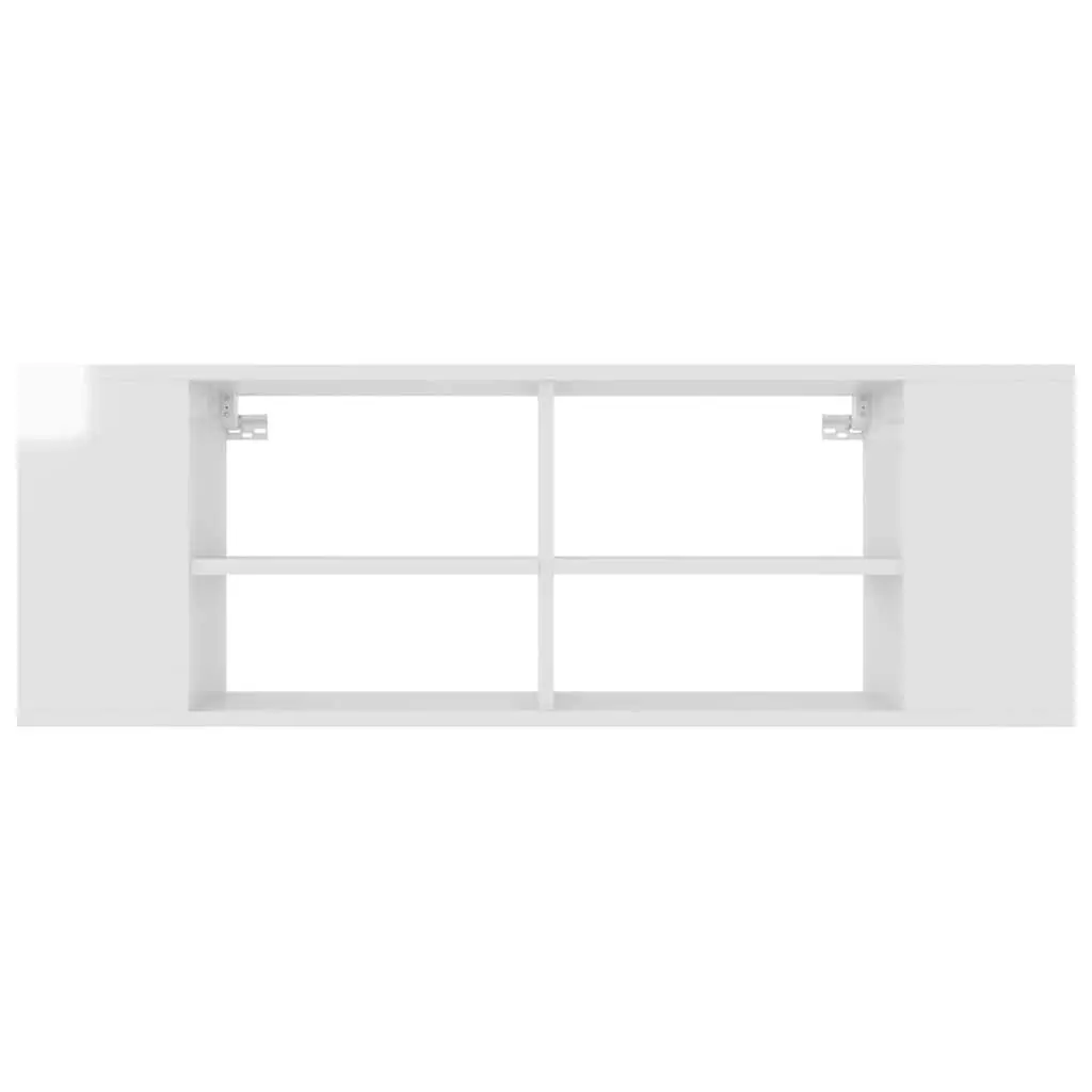 White Wall-Mounted TV Cabinet Floating Storage Unit Shelves Organiser