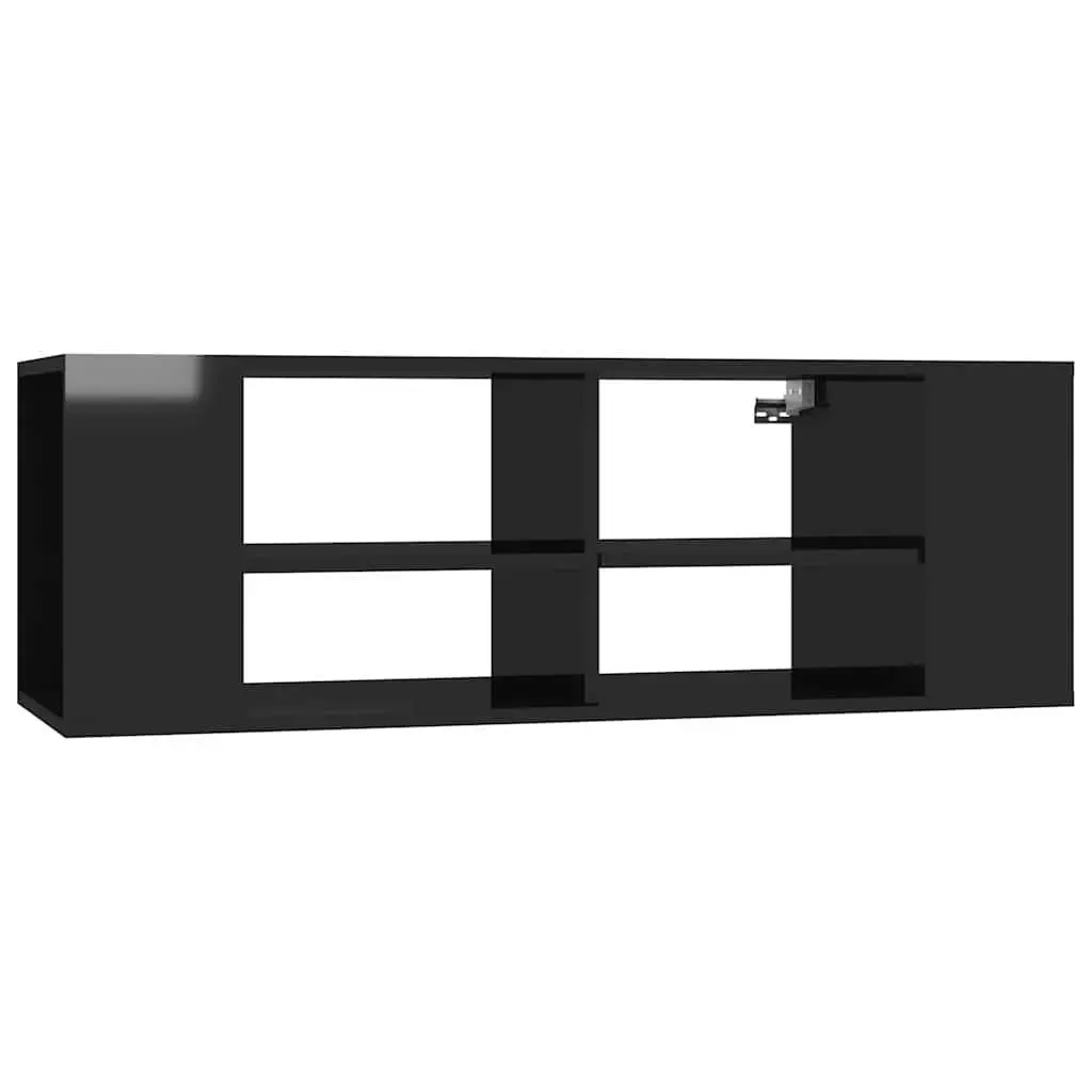 Black Wall-Mounted TV Cabinet with Storage
