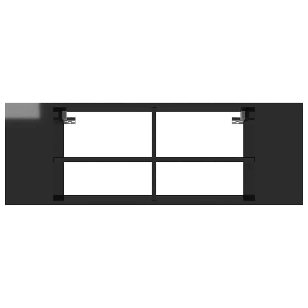 Black Wall-Mounted TV Cabinet with Storage