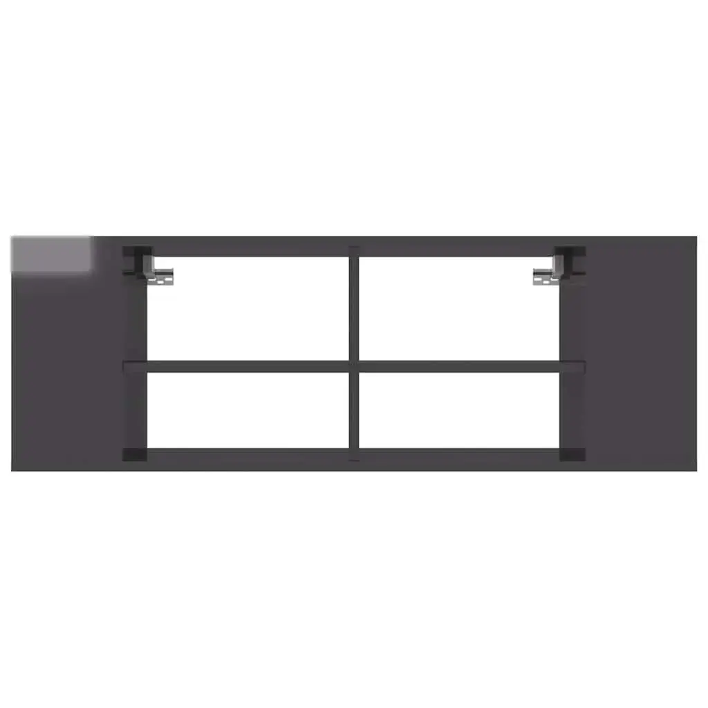 Wall-Mounted TV Cabinet Grey High Gloss Storage Unit Shelving Display Stand