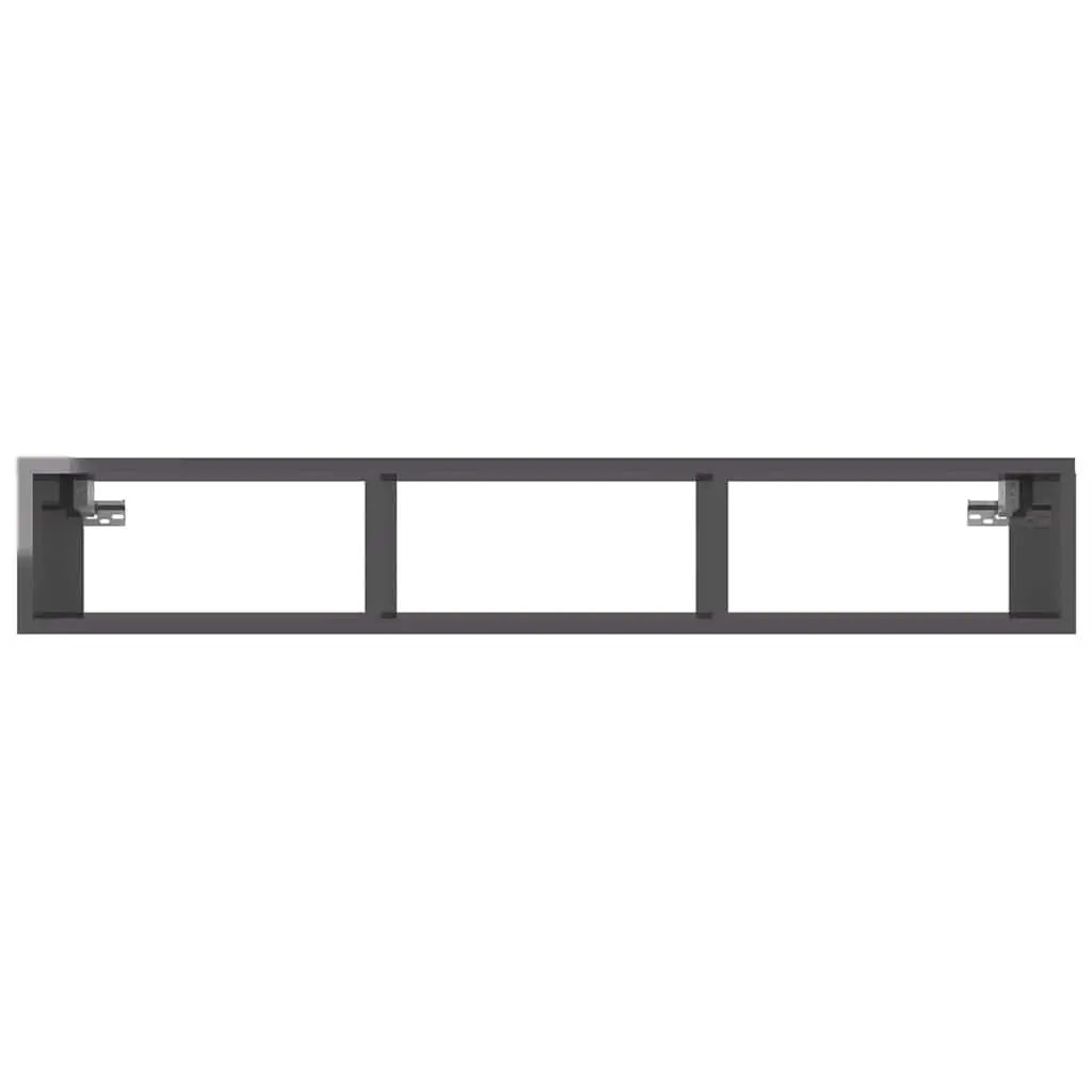 Wall Shelf Grey High Gloss Organiser 102 x 30 x 17 cm 3 Compartments Floating Cabinet Storage