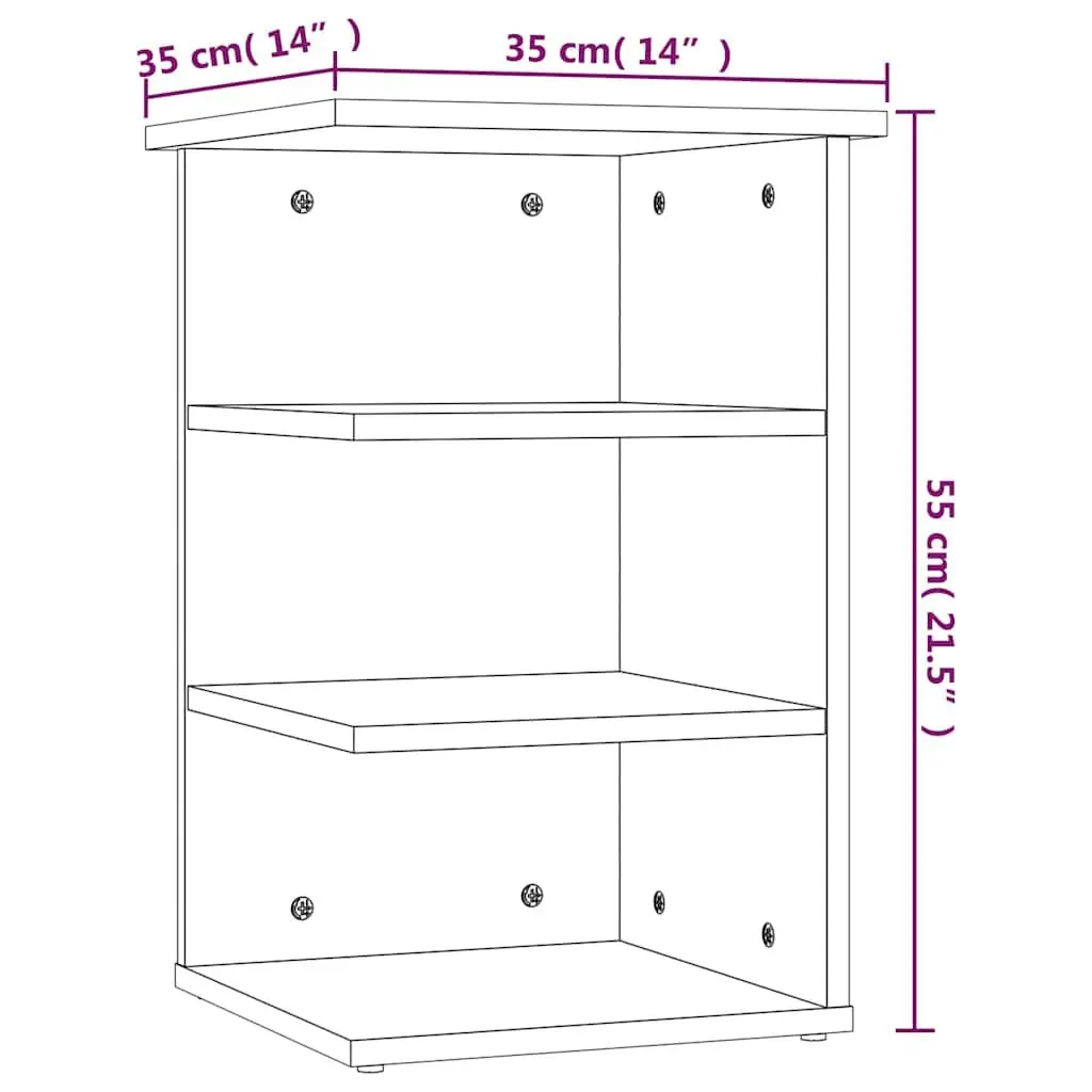 Side Cabinet Storage Buffet 3-Shelf 35x35x55cm White Engineered Wood