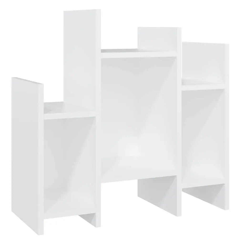 Side Cabinet White Storage Furniture 6 Shelves Engineered Wood Organiser Unit