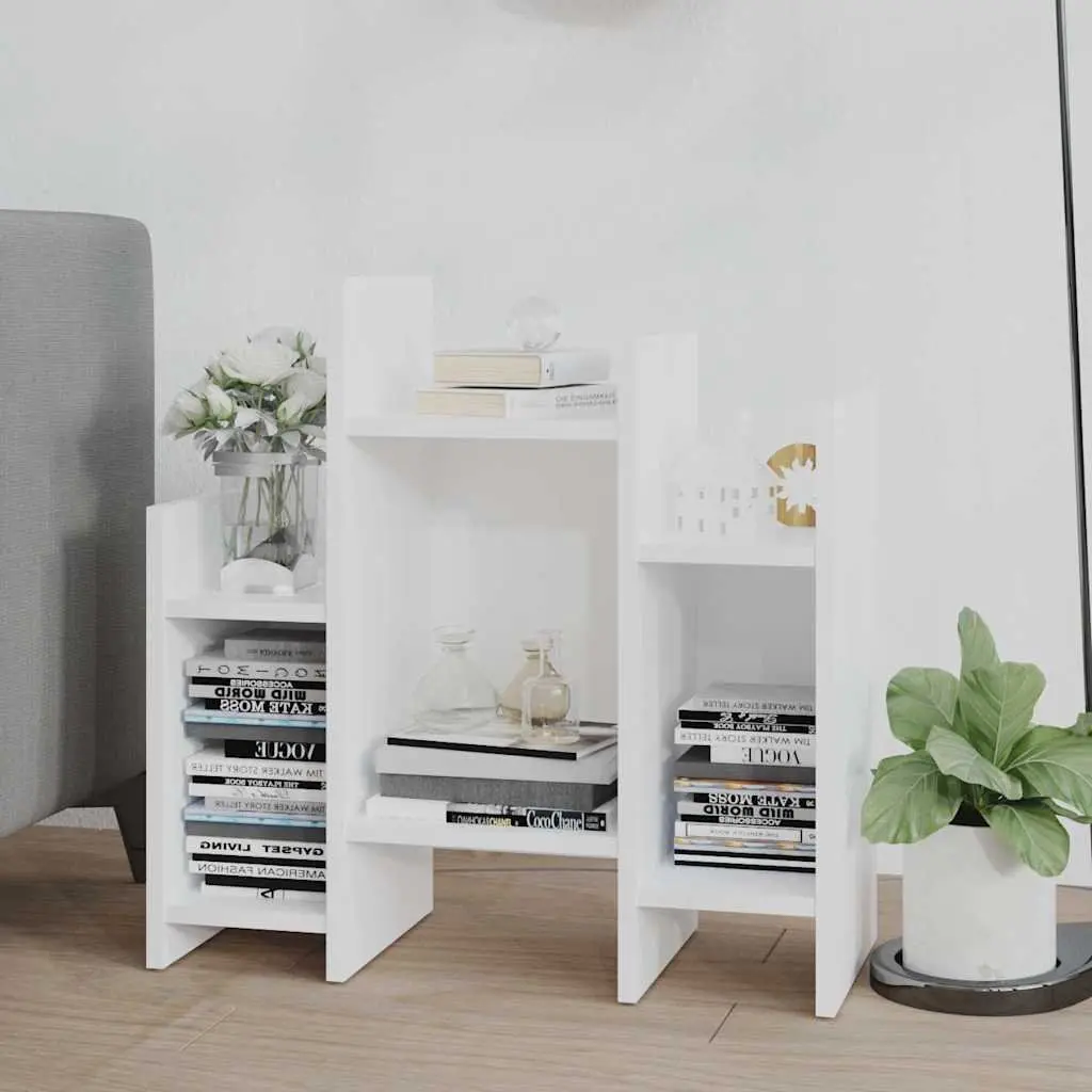 Side Cabinet White Storage Furniture 6 Shelves Engineered Wood Organiser Unit