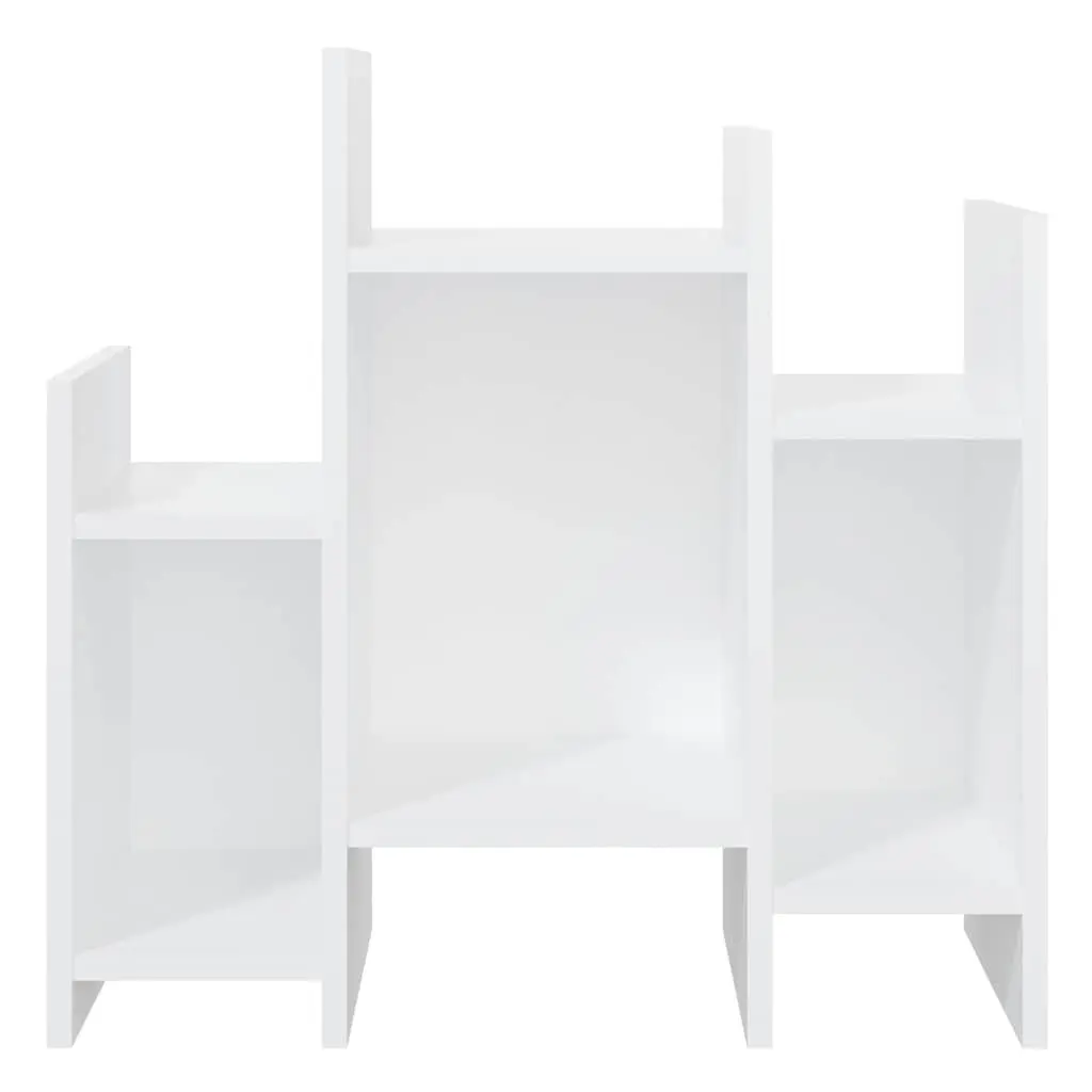 Side Cabinet White Storage Furniture 6 Shelves Engineered Wood Organiser Unit