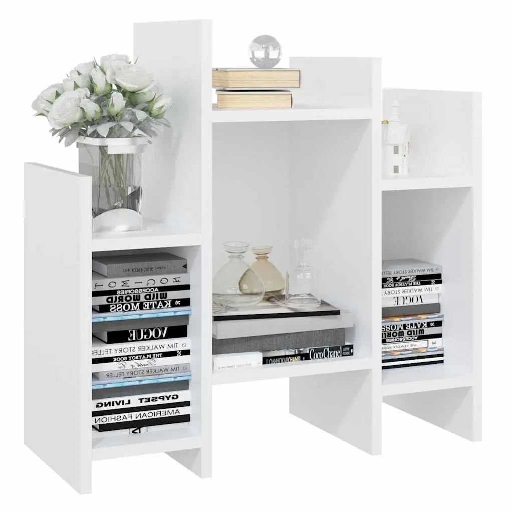 Side Cabinet White Storage Furniture 6 Shelves Engineered Wood Organiser Unit